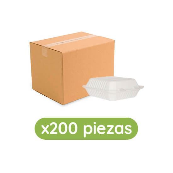 Imagen de Contenedor almeja de fécula de maíz 9x9 (23x23cm) liso Ubic 200 pzas