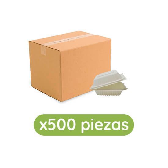 Imagen de Contenedor almeja de fécula de maíz para hamburguesa 6x6 (15x15cm) Ubic 500 pzas