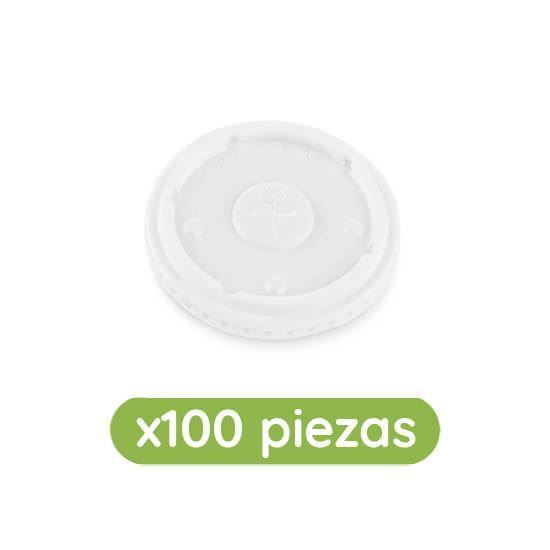Imagen de Tapa plástica biodegradable con orificio para vaso de 8oz Ubic 100 pzas