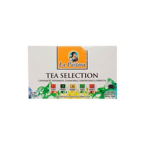 Imagen de Selección de tés (canela, menta, manzanilla, limón y jamaica) La Pastora 25 sobres de 1.41g c/u