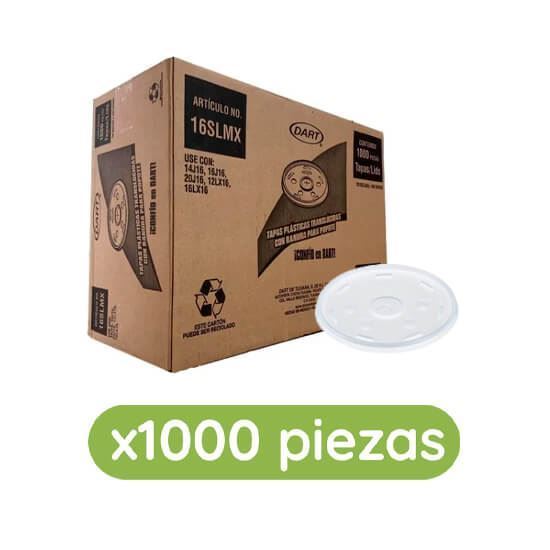 Imagen de Tapa plástica desechable plana para vaso de 500ml y 1L Dart 1000 pzas