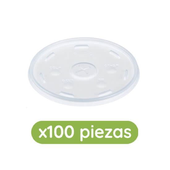 Imagen de Tapa plástica desechable plana para vaso de 500ml y 1L Dart 100 pzas