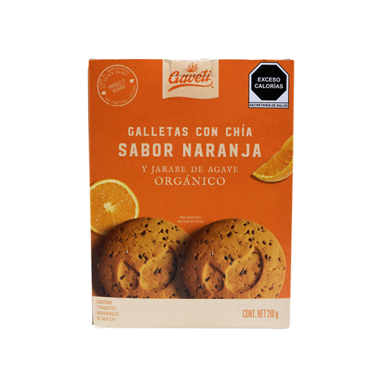 Imagen de Galletas con chía sabor naranja endulzadas con agave orgánico Gaveti 210g