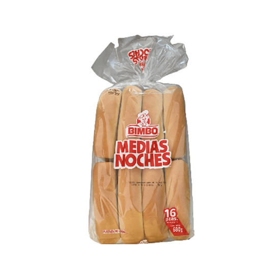Imagen de Pan para hot dogs Medias Noches Bimbo de 680g c/16 pz