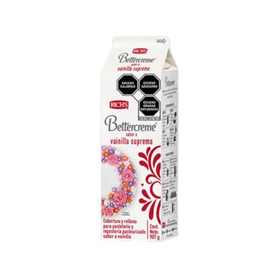 Imagen de Cobertura y relleno pasteurizado sabor vainilla suprema Rich's Bettercreme 907g