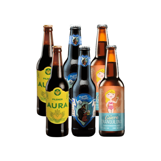 Imagen de Sampler de cerveza artesanal mexicana Selección Claras 6 pack (surtido de 355ml c/u)