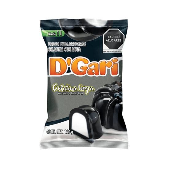 Imagen de Polvo para gelatina negra de agua sabor frutos rojos D'Gari 120g