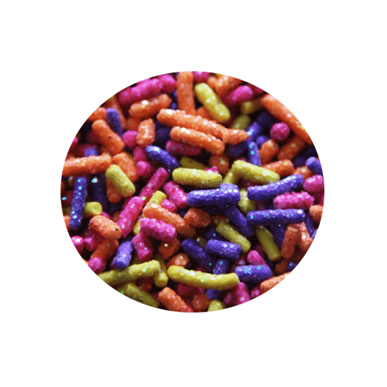 Imagen de Granillo diamantado especial Reiny color morado, amarillo, naranja y rosa A'Chocolart 100g