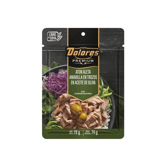 Imagen de Atún aleta amarilla en trozos en aceite de oliva Dolores Premium 78g