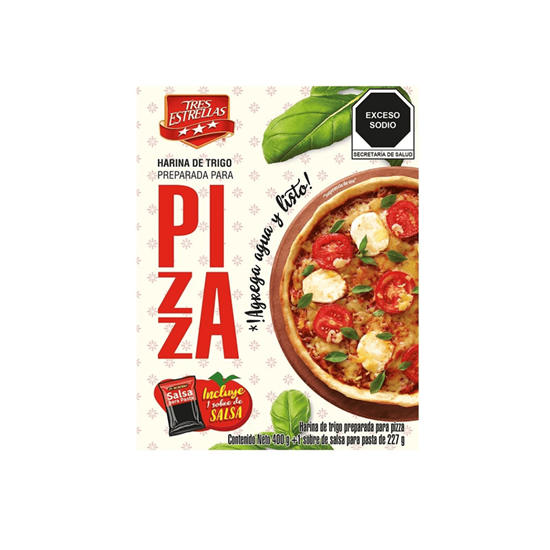 Imagen de Harina de trigo preparada para pizza Tres Estrellas 400g