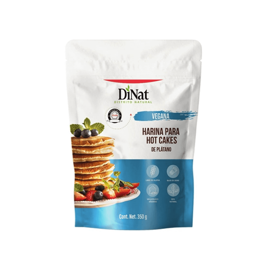 Imagen de Harina vegana de plátano para hot cakes libre de gluten DiNat 350g