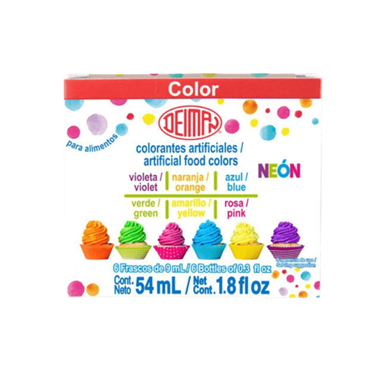 Imagen de Colorantes artificiales neón Deiman caja con 6pzas de 9ml c/u