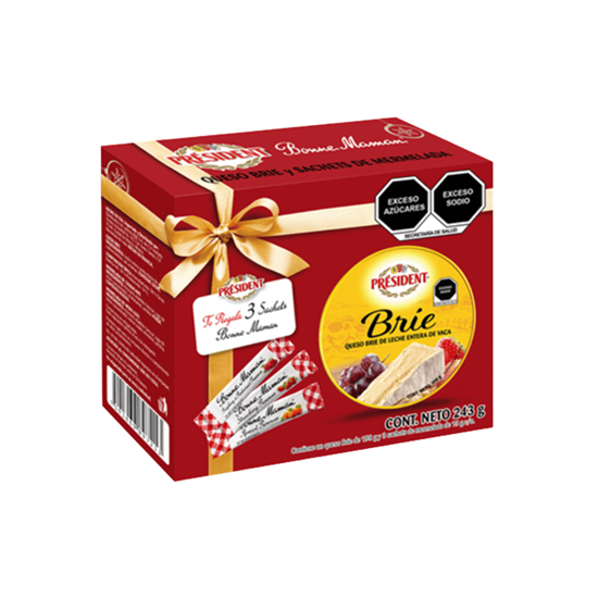 Imagen de Queso brie con bolsitas de mermelada President 243g
