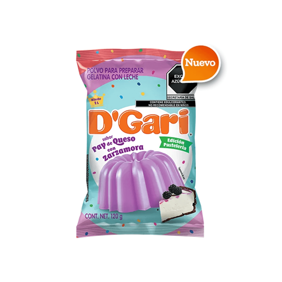 Imagen de Polvo para preparar gelatina de leche sabor pay de queso con zarzamora D'Gari edición pastelería 120g