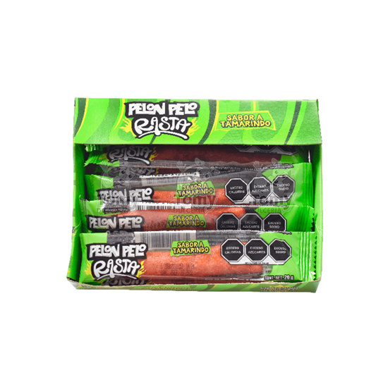 Imagen de Tira de dulce sabor tamarindo enchilado Pelón Pelo Rasta 10 pzas de 20g c/u (200g)