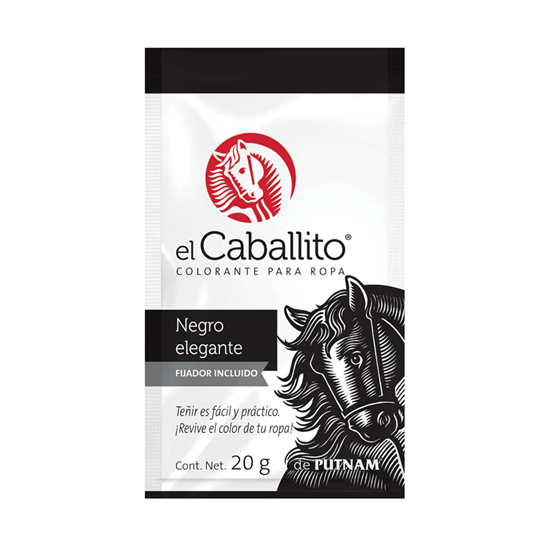 Imagen de Colorante para ropa color negro elegante El Caballito 20g