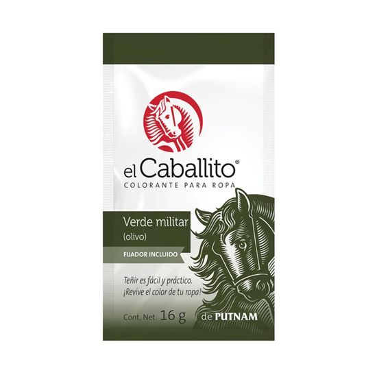 Imagen de Colorante para ropa color verde militar (olivo) El Caballito 16g