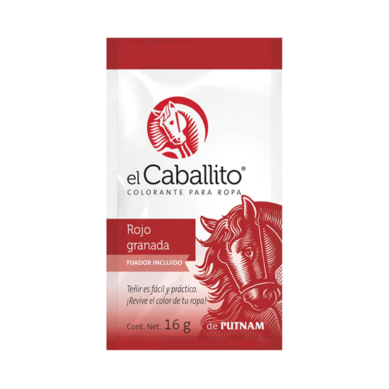 Imagen de Colorante para ropa color rojo granada El Caballito 16g