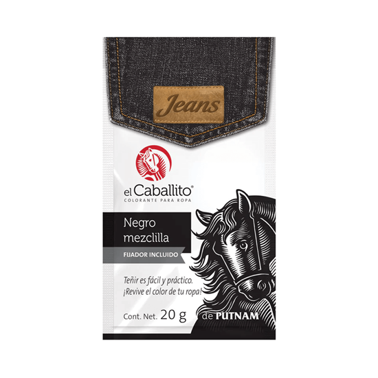 Imagen de Colorante para ropa color negro mezclilla El Caballito Jeans 20g