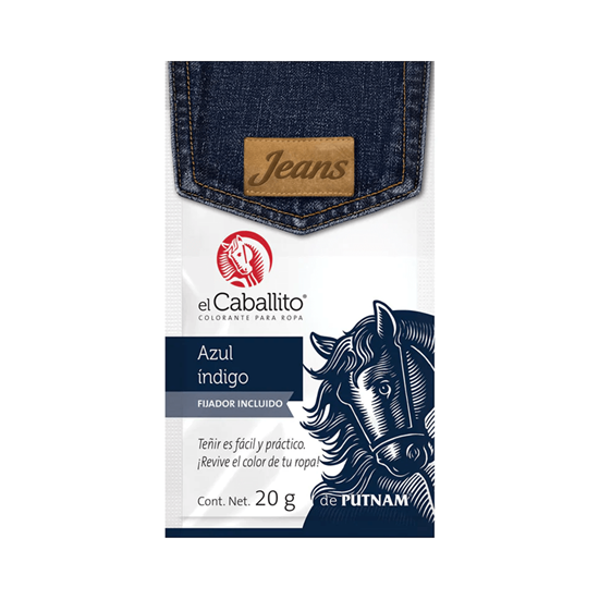 Imagen de Colorante para ropa color azul índigo El Caballito Jeans 20g