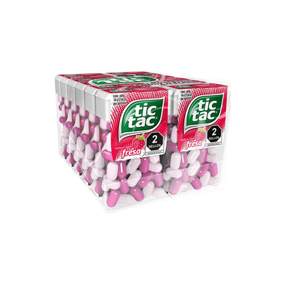 Imagen de Pastillas de caramelo sabor fresa Tic Tac 12 pzas de 14.5g c/u