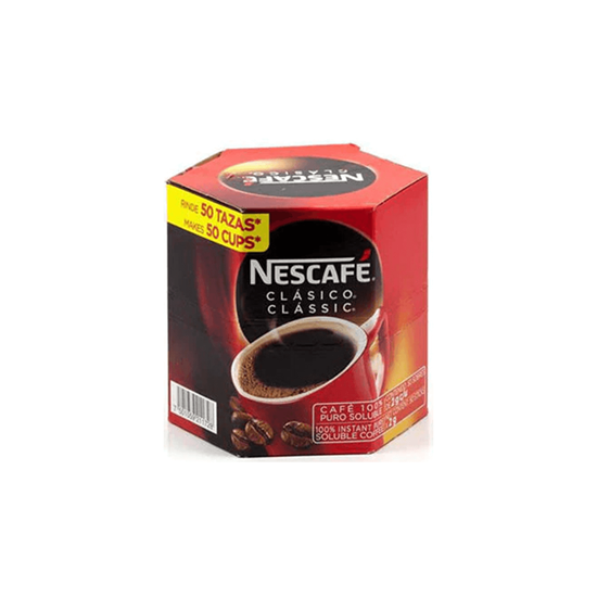 Imagen de Café soluble instantáneo Nescafé clásico 50 sobres de 2g c/u