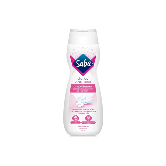 Imagen de Jabón íntimo Saba Diarios V-Natural lirio de agua y flor de algodón 200ml