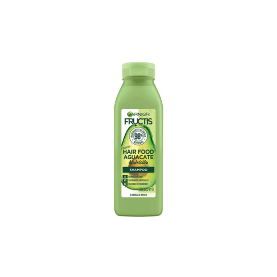 Imagen de Shampoo vegano sin parabenos para cabello seco Garnier Fructis Hair Food Aguacate Nutrición 300ml