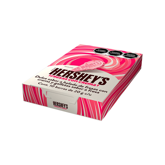 Imagen de Dulce sabor helado de fresas con crema y galletas Hershey's 10 barras de 20g c/u