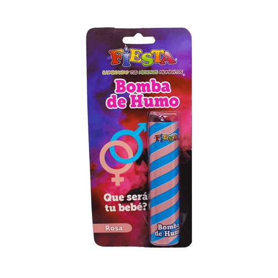 Imagen de Bomba de humo revelador color rosa Fiesta 1 pieza