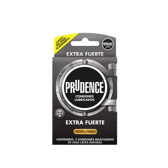 Imagen de Condones masculinos de látex lubricados Prudence Extra Fuerte 3 pzas
