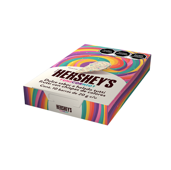 Imagen de Dulce sabor helado de tutti frutti con chispas de colores Hershey's Unicornio 10 barras de 20g c/u