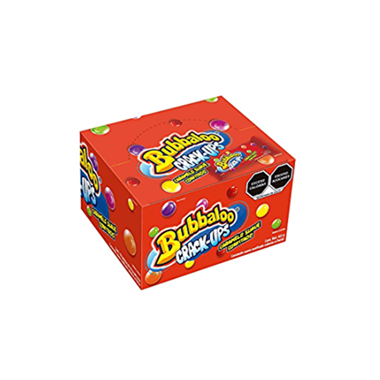 Imagen de Caramelo suave confitado sabores a frutas Bubbaloo Crack-ups 12 pzas de 72g c/u (864g)