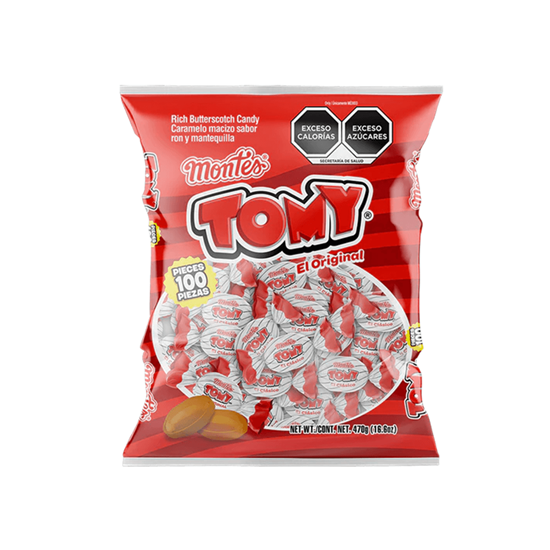 Imagen de Caramelo macizo sabor ron y mantequilla Montes Tomy El Original 100 pzas