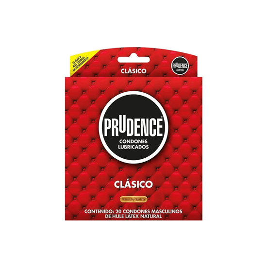 Imagen de Condones masculinos de látex lubricados Prudence Clásico 20 pzas
