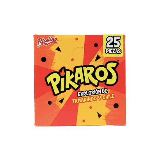 Imagen de Dulce con tamarindo enchilado Ricolino Pikaros 25 pzas (412.5g)