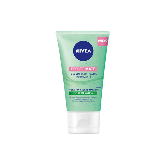 Imagen de Gel limpiador facial purificante efecto mate para piel mixta a grasa Nivea Hydra IQ y algas marinas 150ml