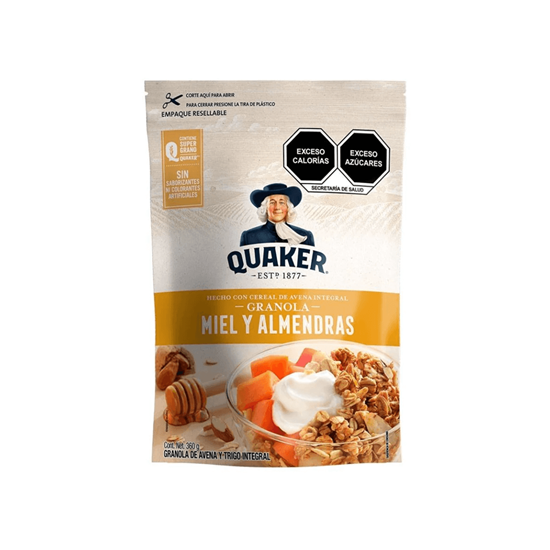 Imagen de Granola de avena y trigo integral con miel y almendras Quaker 360g