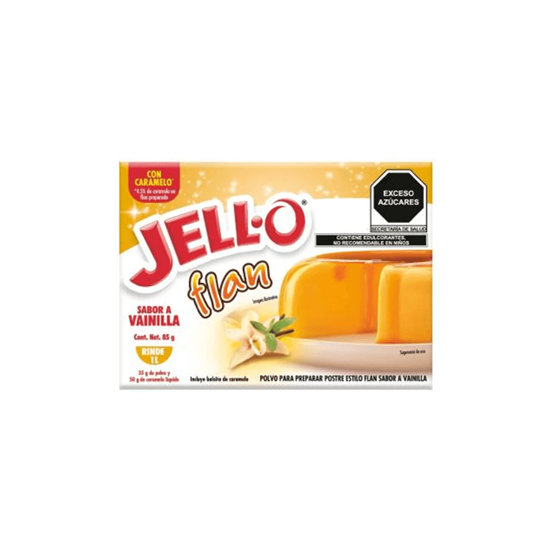 Imagen de Polvo para preparar postre estilo flan sabor vainilla con caramelo Jell-O flan 85g
