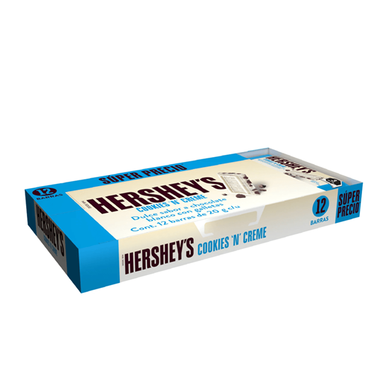 Imagen de Chocolate blanco con galleta Hershey's cookies 'n' cream 12 barras de 20g c/u