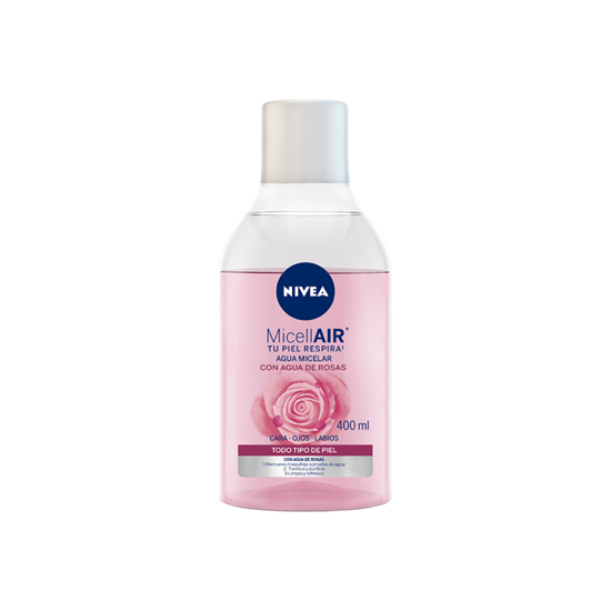 Imagen de Agua micelar con agua de rosas para todo tipo de piel (cara, ojos y labios) Nivea MicellAir 400ml