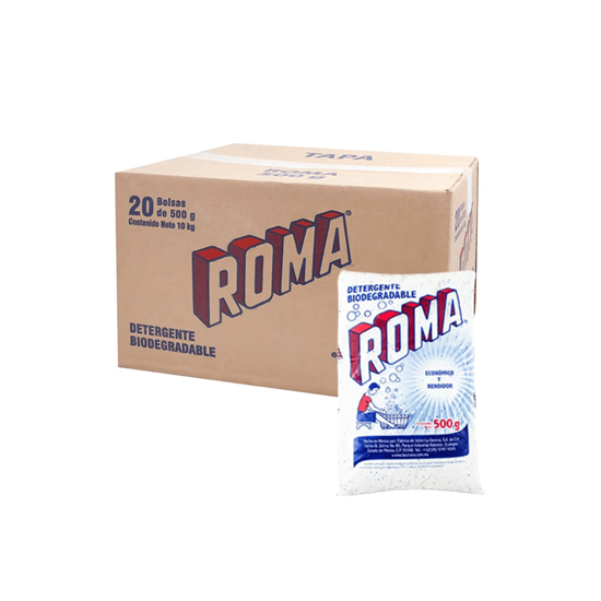 Imagen de Detergente biodegradable multiusos en polvo Roma caja con 20 pzas de 500g c/u