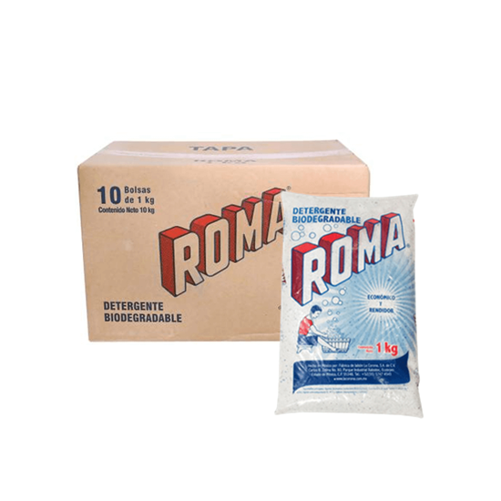 Imagen de Detergente biodegradable multiusos en polvo Roma caja con 10 pzas de 1kg c/u