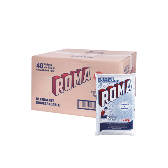 Imagen de Detergente biodegradable multiusos en polvo Roma caja con 40 pzas de 250g c/u