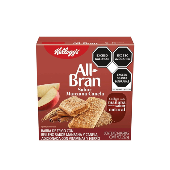 Imagen de Barras Kellogg's All-Bran rellenas sabor manzana canela con 6 paquetes (222g)