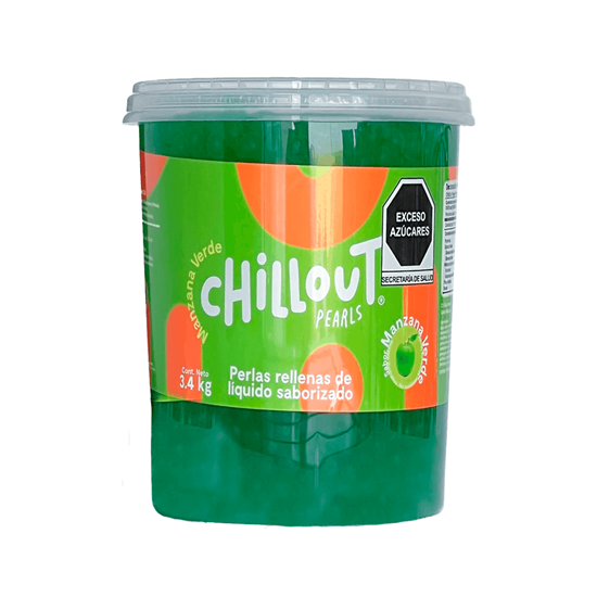Imagen de Perlas rellenas de líquido saborizado sabor manzana verde Chillout Pearls 3.4kg