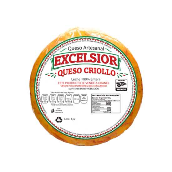 Imagen de Queso criollo artesanal de leche 100% de vaca Excelsior 2.5kg aprox.