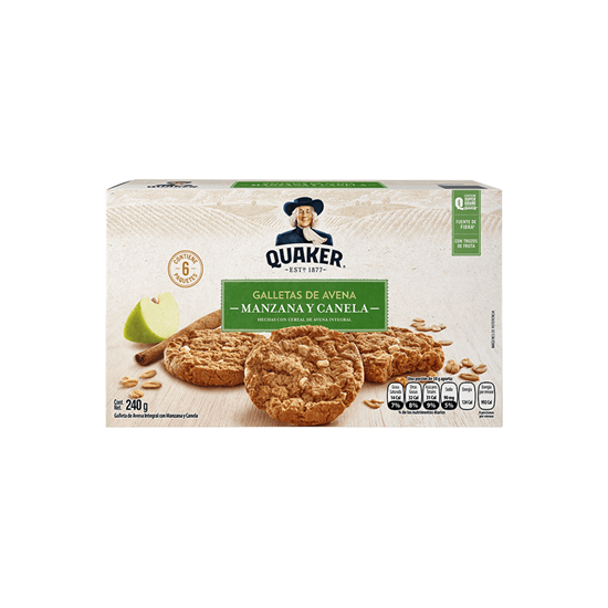 Imagen de Galletas de trigo y avena sabor manzana y canela Quaker 6 paquetes (240g)