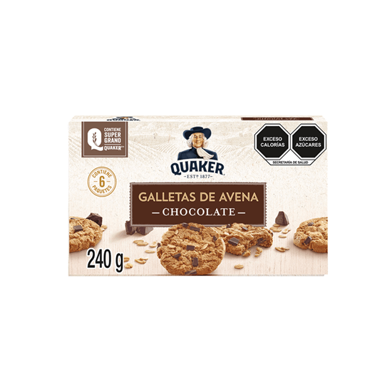 Imagen de Galletas de trigo y avena sabor chocolate Quaker 6 paquetes (240g)