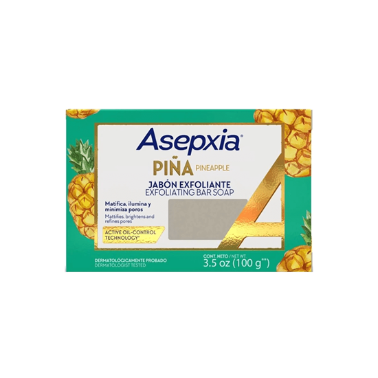 Imagen de Jabón facial exfoliante en barra (matifica, ilumina y minimiza poros) Asepxia Piña 100g